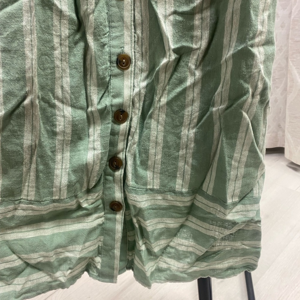 Universal Thread Sage and White Button-Front Midi… - image 4